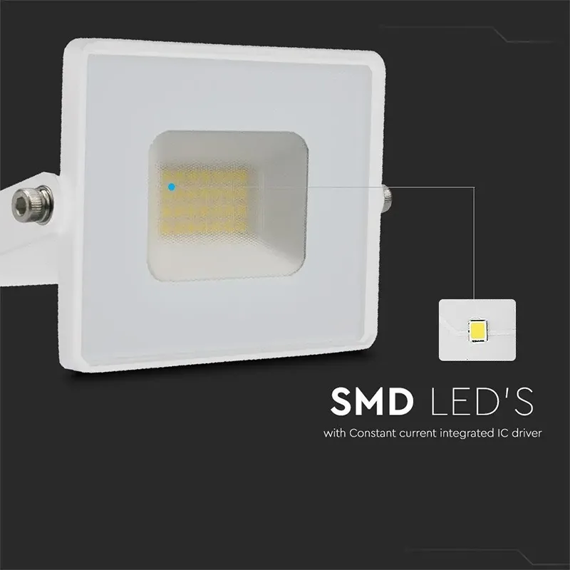 Reflector LED SMD 20W 6500K alb rece 1620lm IP65 alb V-Tac SKU-215951 - imagine 4
