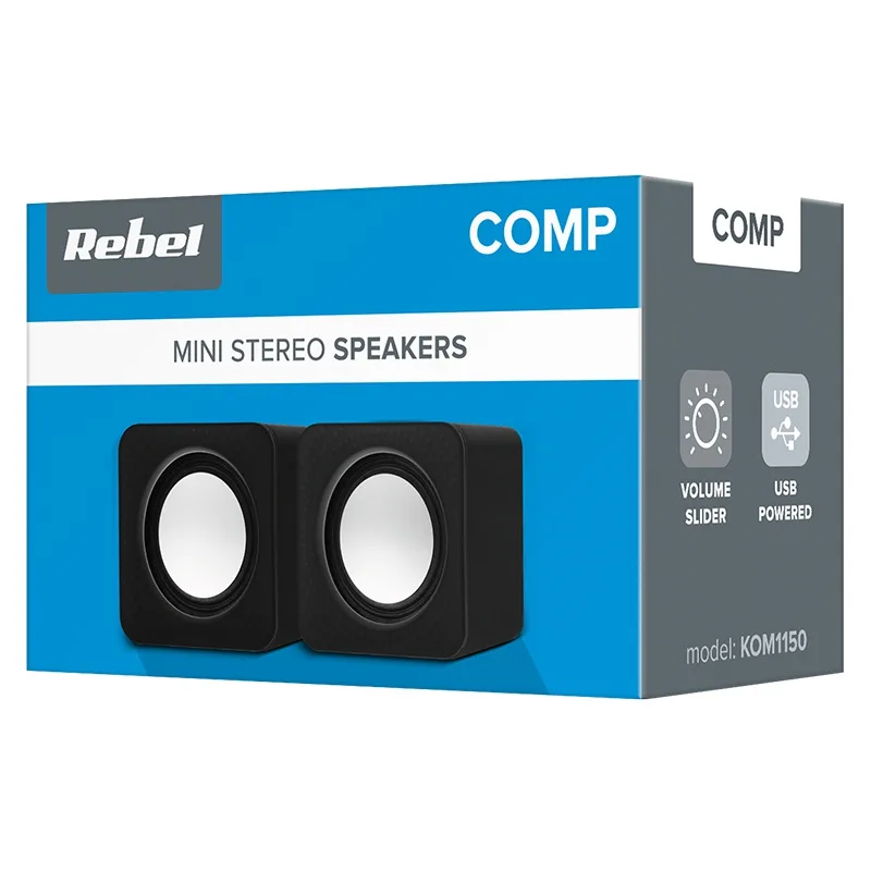 Boxe PC 2.0 2x3W 3.5 mm Jack alimentare USB 5V control volum CS-10 Rebel KOM1150 - imagine 4
