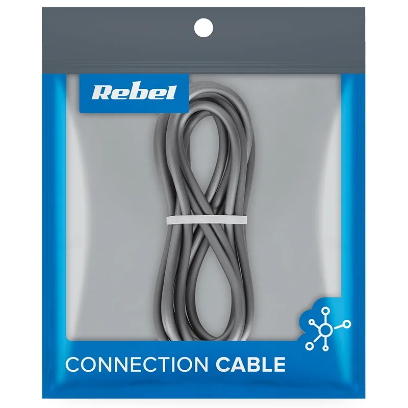 Cablu USB 3.0 - USB TYPE C 1m flexibil gri Rebel RB-6011-100-B - imagine 2
