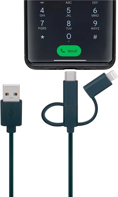 Cablu de incarcare USB pentru smartphone cu lumini LED RGB - Lightning Micro-USB USB type C 90cm Goobay 60339 - imagine 5