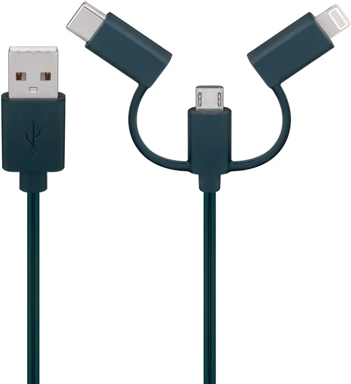Cablu de incarcare USB pentru smartphone cu lumini LED RGB - Lightning Micro-USB USB type C 90cm Goobay 60339 - imagine 4