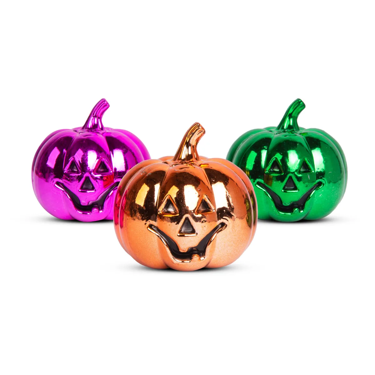 Set decor Halloween dovleci 6 cm, 3 buc, dovleci stralucitori, multicolor