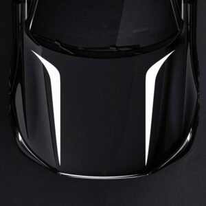 Set 2 stickere autoadezive Tuning, model „Hood Stripes V2”, dimensiune 100 x 26 cm, culoare Alba