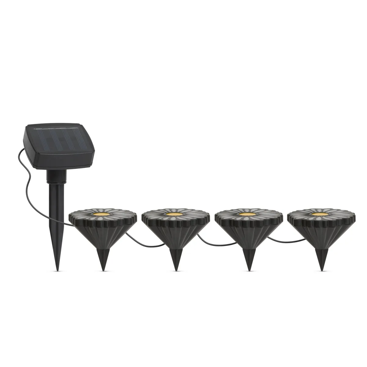 Lampa solara LED flori RGB cu tarus, 4 LED, 360 cm, iluminat decorativ gradina exterior