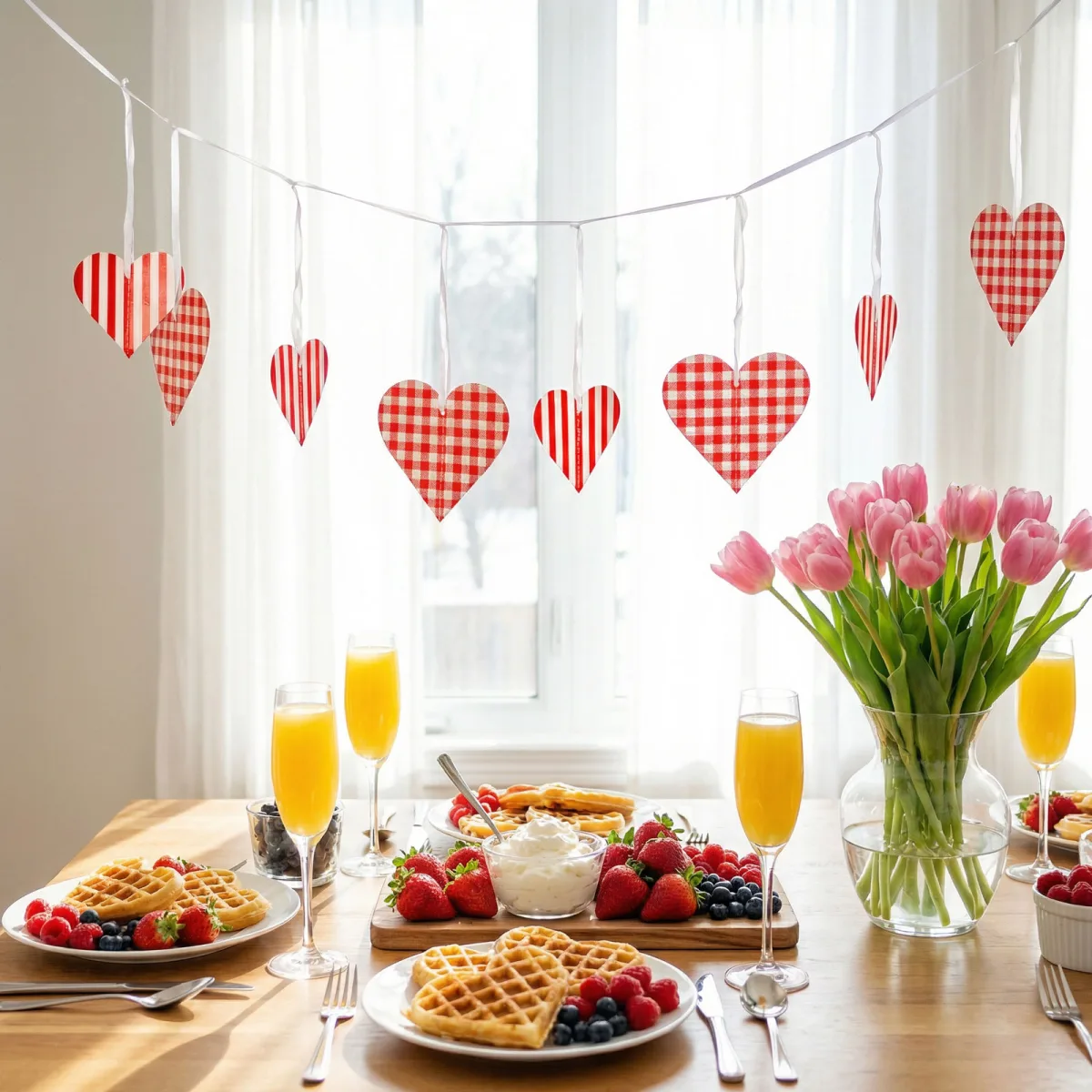 Ghirlanda inimioare 2 m, decor Valentine rosu alb, 12 piese, decor romantic petrecere - imagine 3
