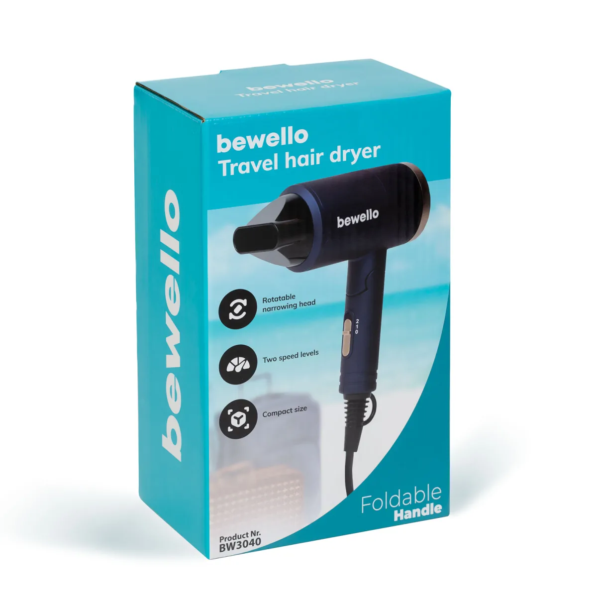 Uscator par de calatorie pliabil 1300W, uscator par compact cu 2 viteze, uscator voiaj - imagine 3