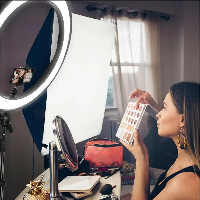 Lampa Circulara Profesionala LED Macvi®, Diametru 35 cm (14 inch), Conectare USB, 3 Moduri de Lumina - imagine 3