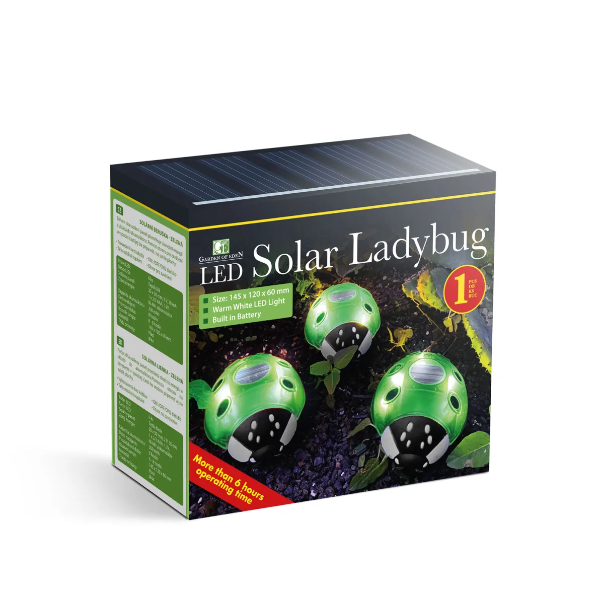 Lampa solara buburuza 6 LED alb cald, decor gradina exterior, iluminat ambiental, verde - imagine 3