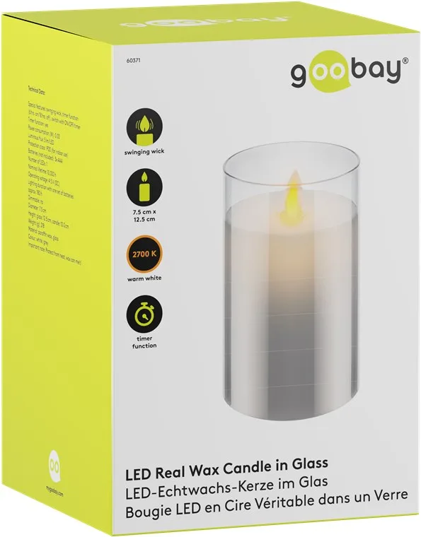 Lumanare LED Real Wax din sticla 7.5x12.5cm Goobay 60371 - imagine 12