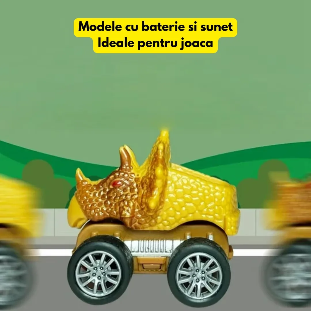 Camion Dinozaur Interactiv Macvi® cu Lumini si Sunete, 3 Vehicule Detasabile, Rampa de Lansare si Accesorii Preistorice, Jucarie Educativa pentru Copii 3+ - imagine 4