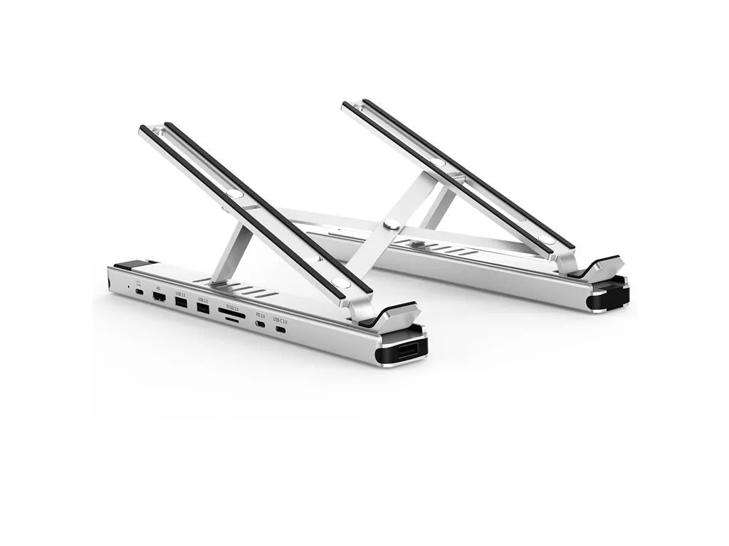 Stand laptop 9in1 si HUB USB type C docking station reglabil aluminiu Choetech HUB-M43-SL-V1