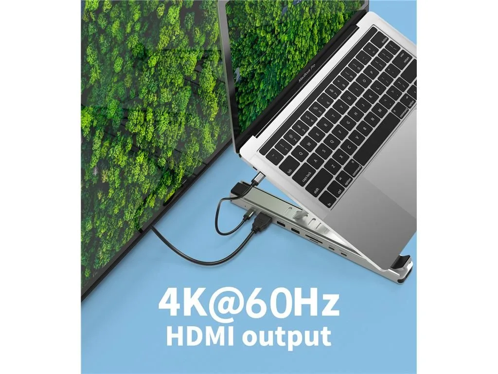 Stand laptop 9in1 si HUB USB type C docking station reglabil aluminiu Choetech HUB-M43-SL-V1 - imagine 6