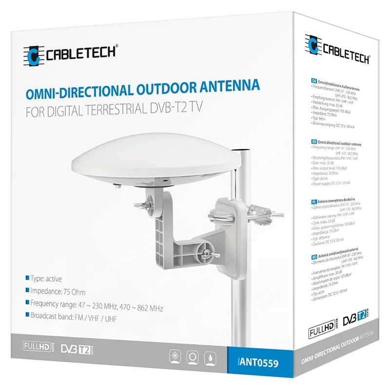 Antena DVB-T ISDB-T DMB-T/H ATSC VHF UHF FM omnidirectionala externa Cabletech ANT0559 - imagine 4