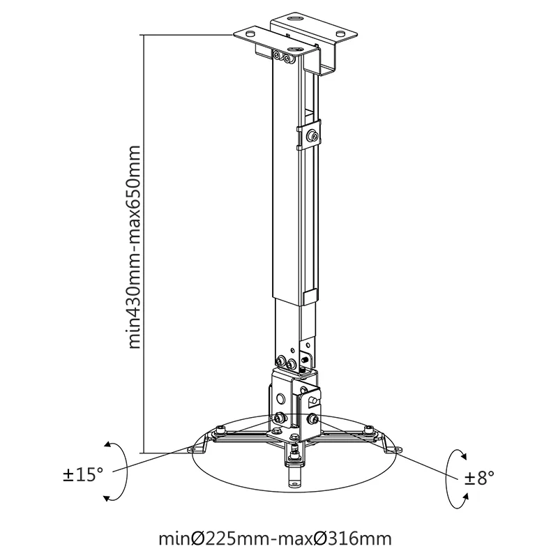 Suport proiector perete/tavan argintiu UCH0101-1 Cabletech - imagine 2