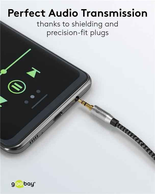 Cablu audio stereo AUX Jack 3.5 mm tata-tata 1m premium extrem de flexibil textil negru Goobay Plus 65273 - imagine 8