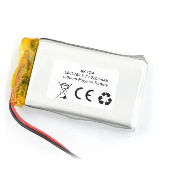 Acumulator Lithium Polymer 06034 2200mAh 1S 3.7V cablu 50mm 59x37x9mm AKYGA Battery