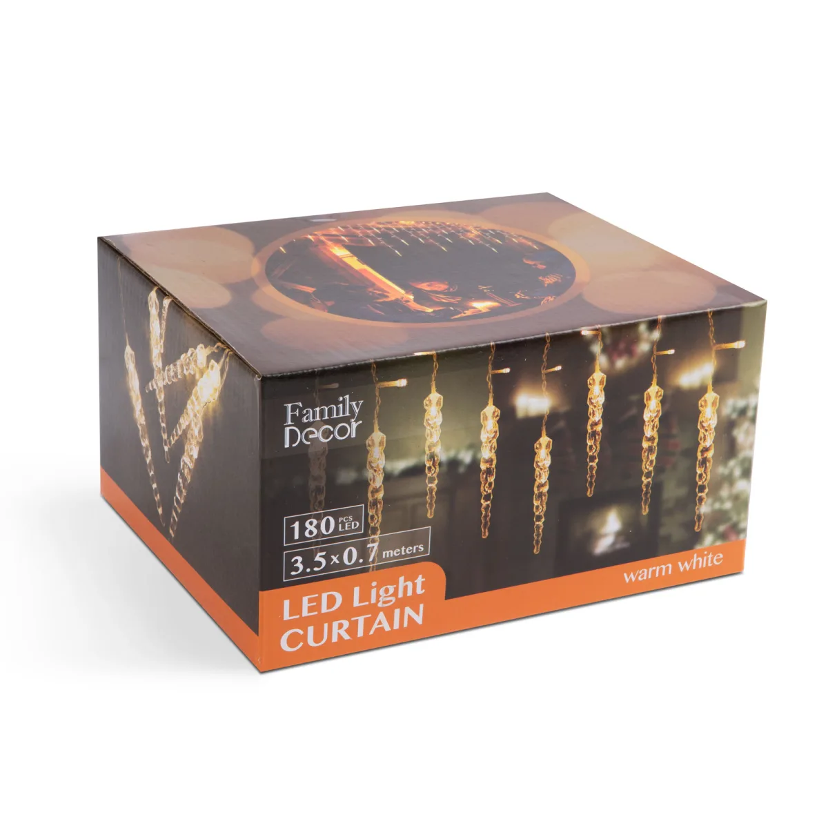 Perdea luminoasa LED, Craciun, 3.5x0.7m, 180 LED, lumina calda IP44 - imagine 6