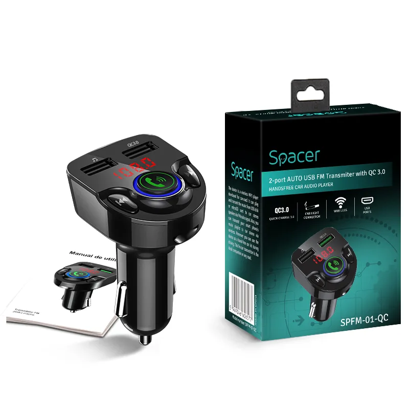 Modulator FM Bluetooth 5.0 2x USB QC 3.0 SPACER SPFM-01-QC - imagine 4
