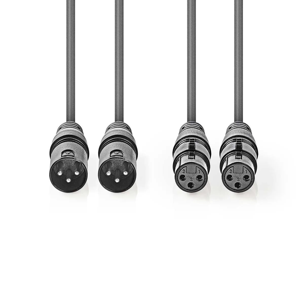 Cablu XLR stereo Premium Nedis 3m 2x XLR 3-pini tata - 2x XLR 3-pini mama gri COTH15030GY30 - imagine 2