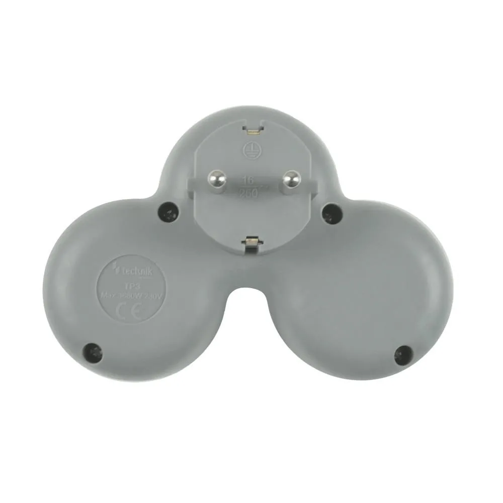 Stecher triplu Technik TP3 cu contact protectie 3x Schuko 16A 3500W alb - imagine 4
