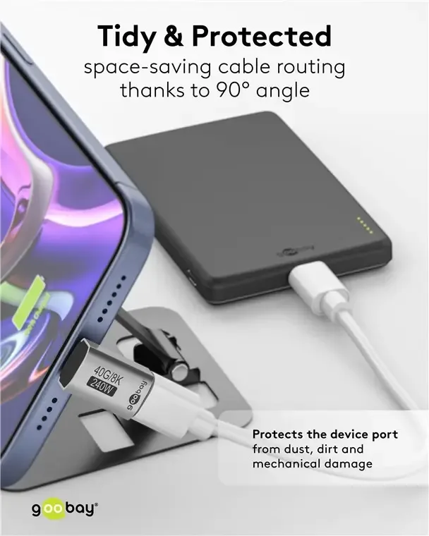 Adaptor USB-C mama - USB-C tata vertical 90 Thunderbolt3/4 Goobay 74442 - imagine 5