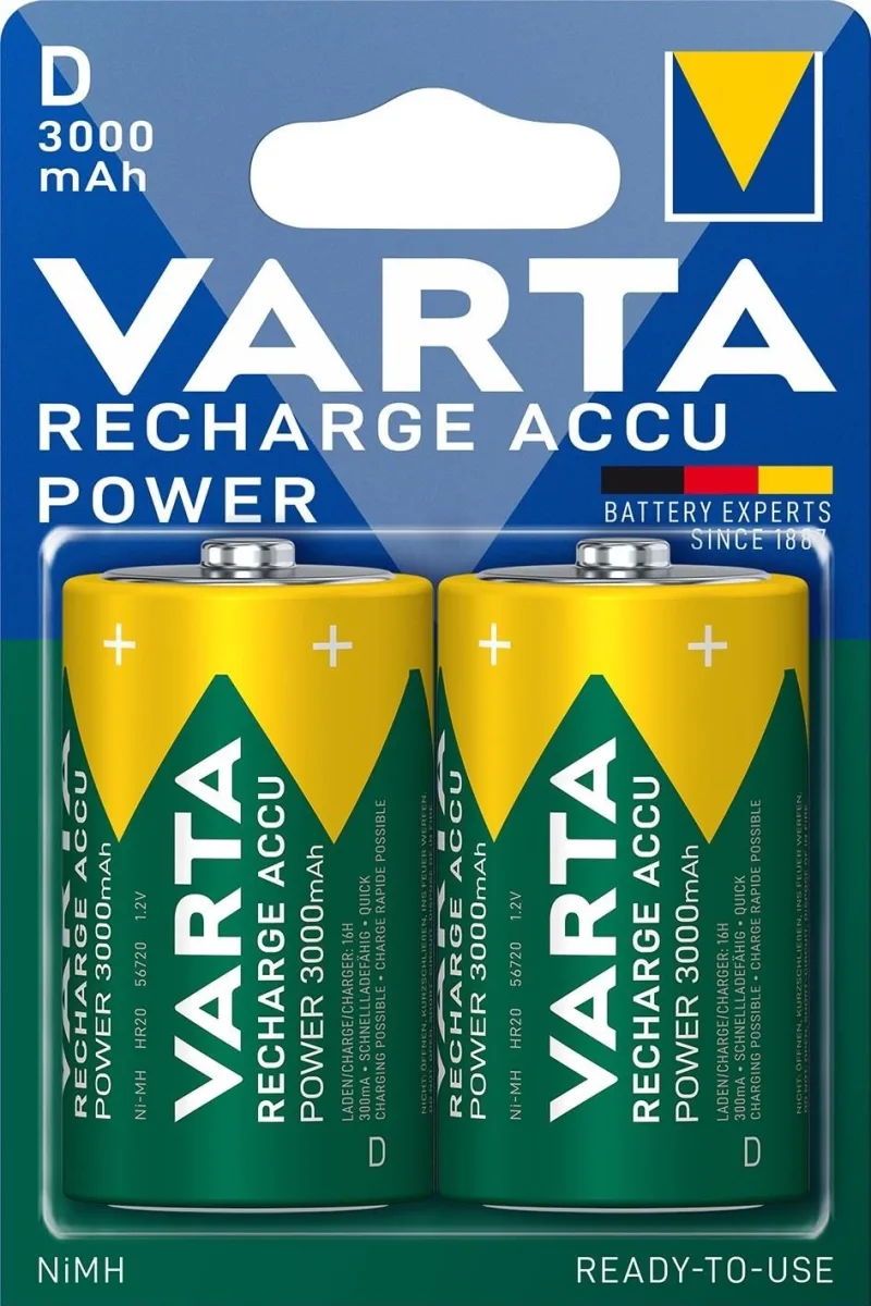 Set acumulatori Varta Ni-Mh D R20 1.2V 3000mAh Ready to use 2buc