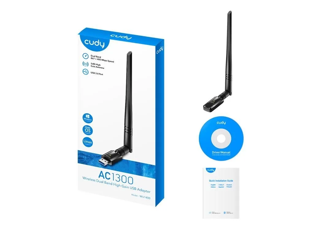 Adaptor Wireless Cudy AC1300 Dual Band antena externa 5dBi WU1400 - imagine 4