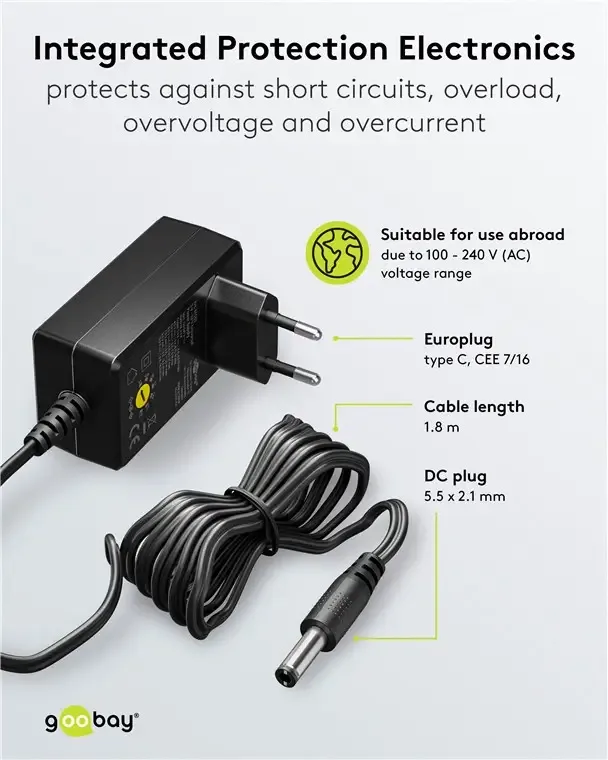 Alimentator Universal 3-12V 18W 1.5A /11 adaptoare /USB-C /USB-A /Micro-USB /Mini-USB /Terminale cu Surub 64569 Goobay - imagine 4