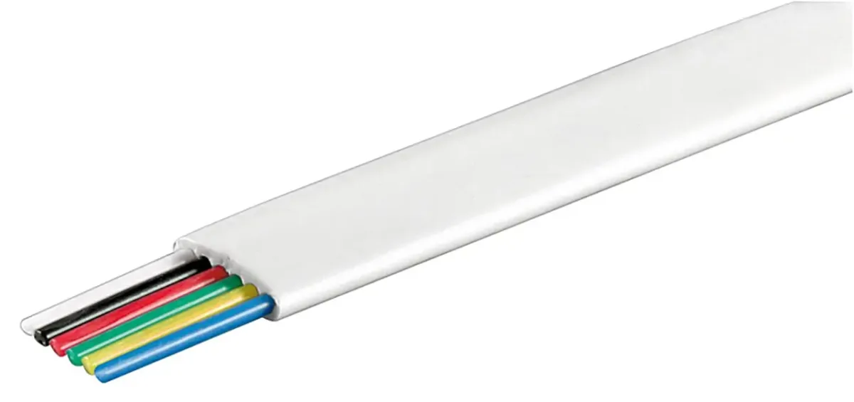 Cablu telefonic plat 6 fire AWG28 CCA alb Vanzare la metru liniar 93307 Goobay