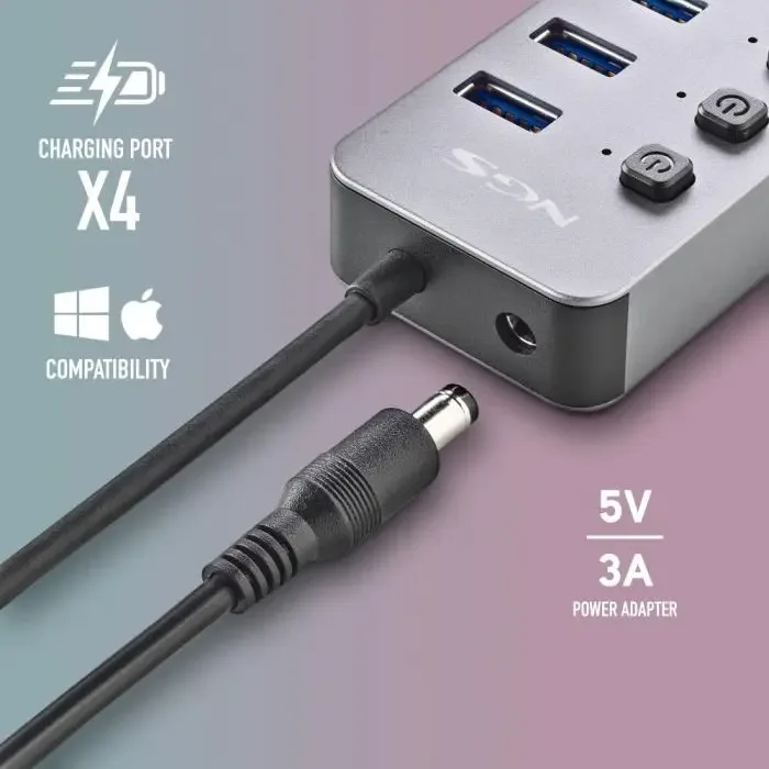 HUB USB 3.0 NGS iHub8 cu 8 porturi si alimentator HUB-IHUB8-NGS - imagine 3