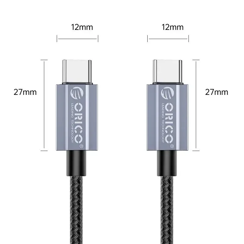 Cablu USB Orico GQA100-15-BK 100W USB Type-C - USB Type-C 1.5m negru textil - imagine 2