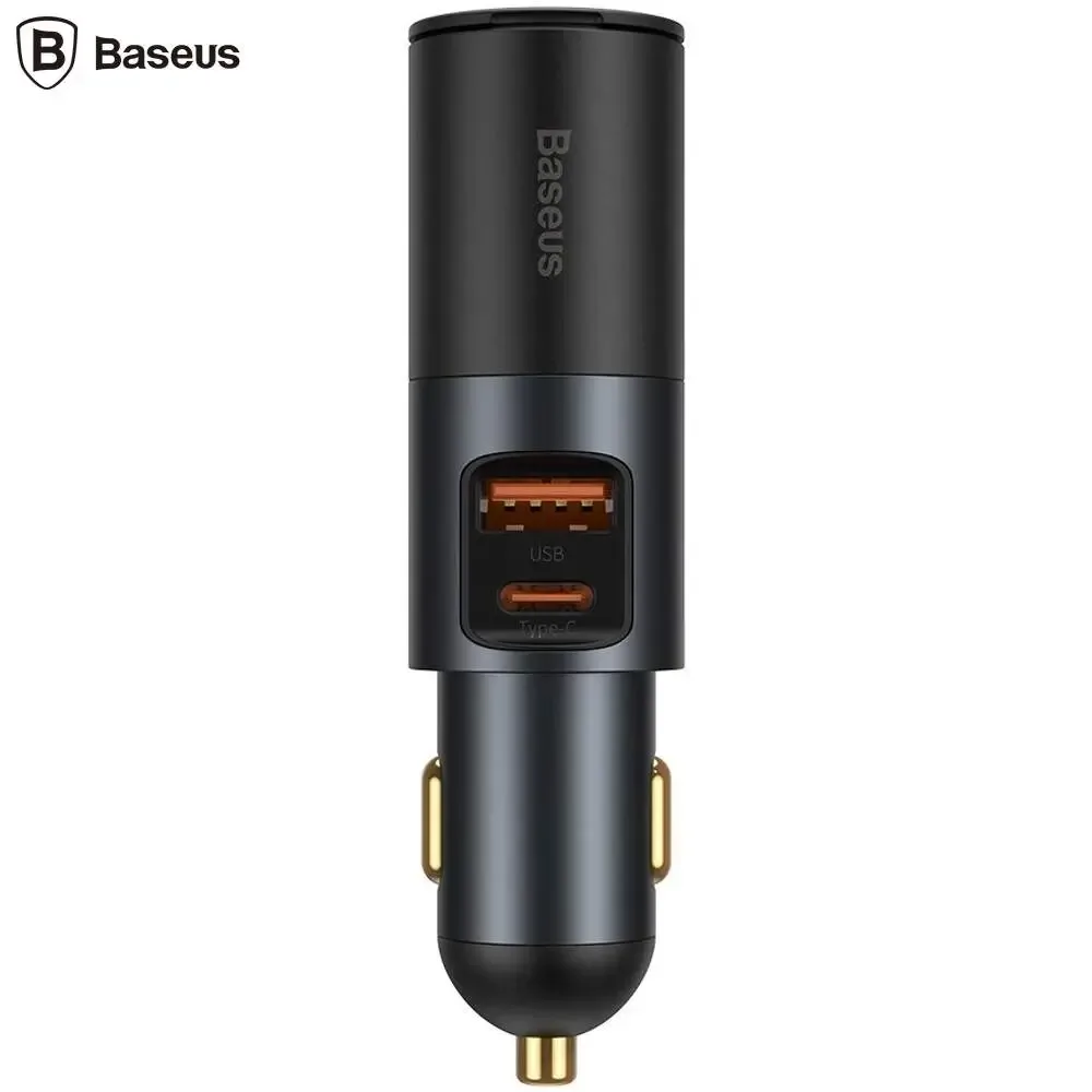 Incarcator auto Baseus Share Together CCBT-C0G 1x USB-A Output 5V/3A + 1x USB Type-C max 5V/3A + 1x bricheta auto 60W total 120W