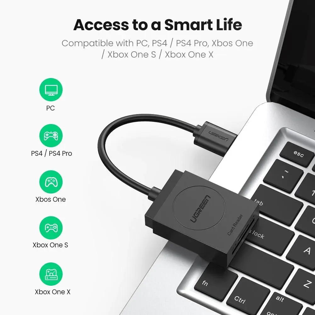 CARD READER extern Ugreen CR127 20250 interfata USB 3.0 citeste /scrie SD /microSD 5Gbps negru - imagine 4