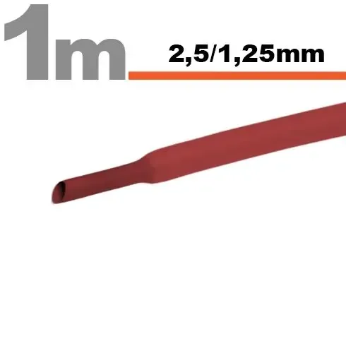 Tub termocontractant rosu 2.5 /1.25 mm 1m lungime