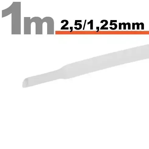 Tub termocontractant alb 2.5 /1.25 mm 1m lungime