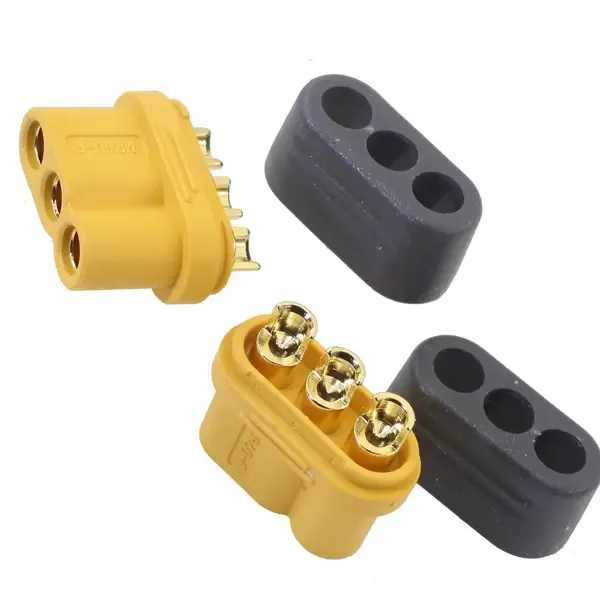 Conector alimentare DC mufa MR60 mama 3pin 30A 500V lipire pe cablu AMASS MR60-F - imagine 2