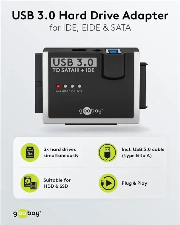 Adaptor de hard disk USB 3.0 pentru IDE si SATA 2.5 / 3.5 inchi Goobay 72013 - imagine 2