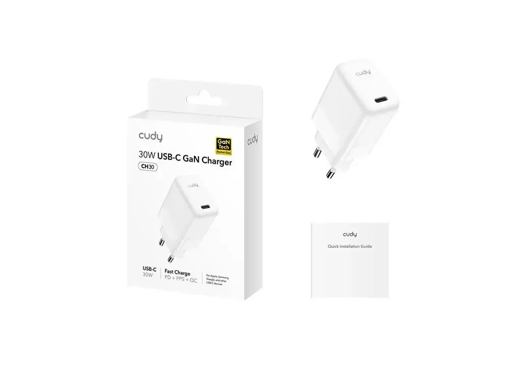 Incarcator retea Cudy CH30_EU V1.0 1x USB-C PD 30W GaN alb - imagine 2