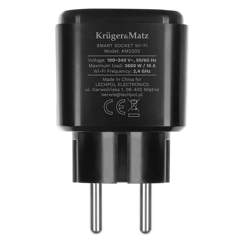 Priza Kruger&Matz KM2202-B SMART WI-FI CONNECT P4 TUYA 3680W 16A Monitorizeaza consum energie - imagine 3
