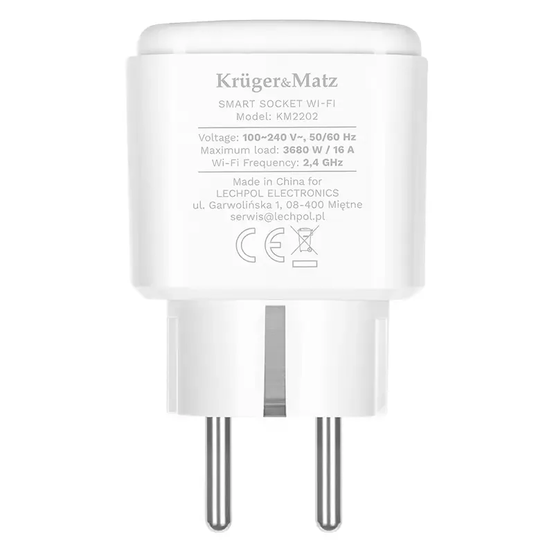 Priza Kruger&Matz KM2202-W SMART WI-FI CONNECT P4 TUYA 3680W 16A Monitorizeaza consum energie - imagine 3