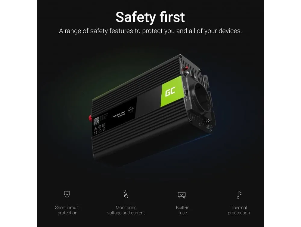 Invertor de tensiune 12V-230V 150W protectie la supratensiune INV06 Green Cell - imagine 4