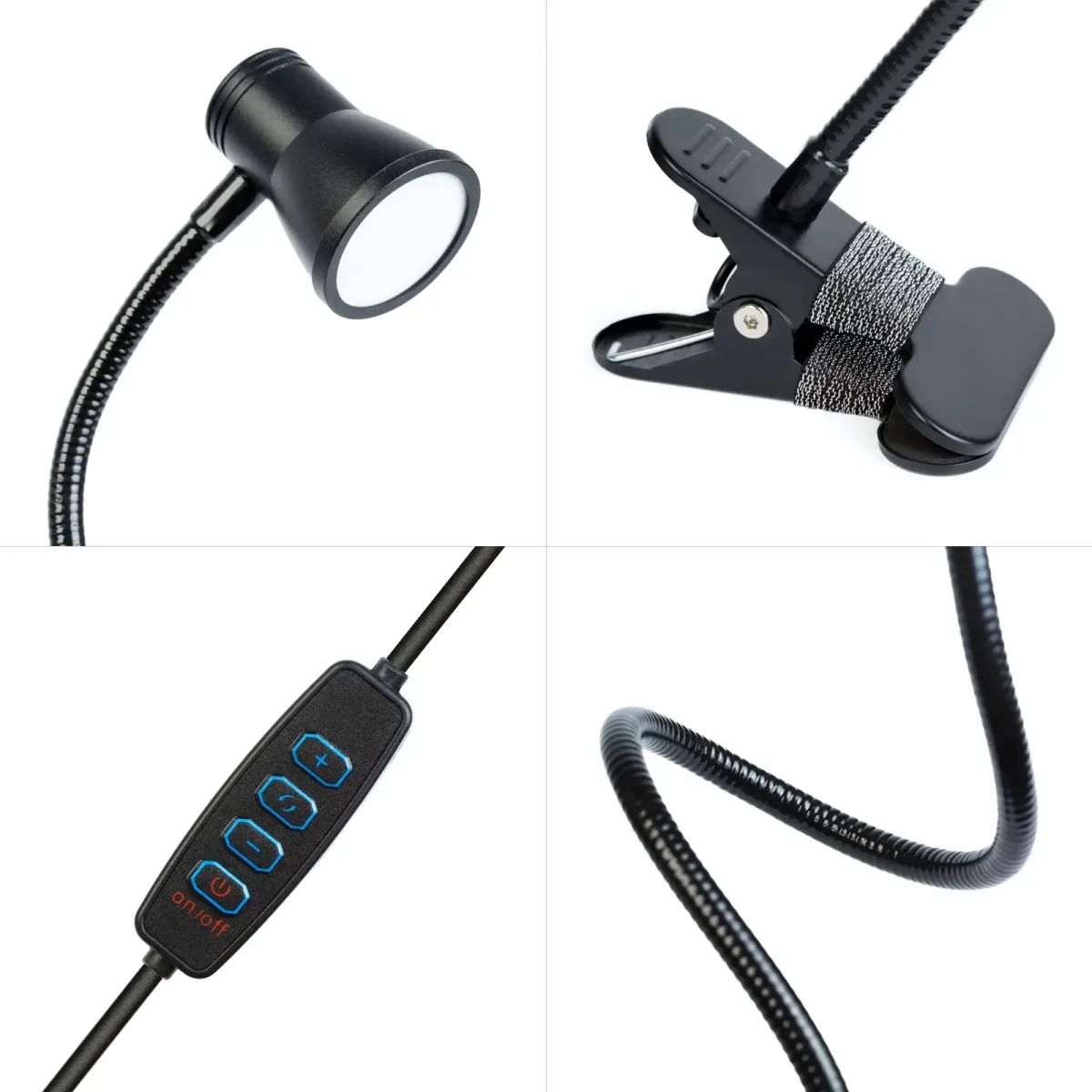 Lampa LED de birou flexibila cu clema/ USB/ 500lm reglaj intensitate si temperatura de culoare/ negru Phenom 20258 - imagine 3