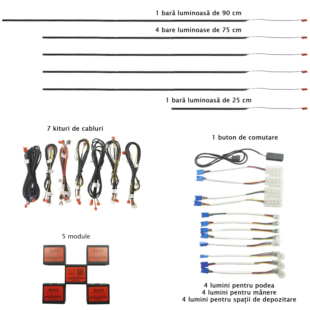 Kit lumini ambientale Profesionale RGB pentru interior auto Carguard LAA001 - imagine 3
