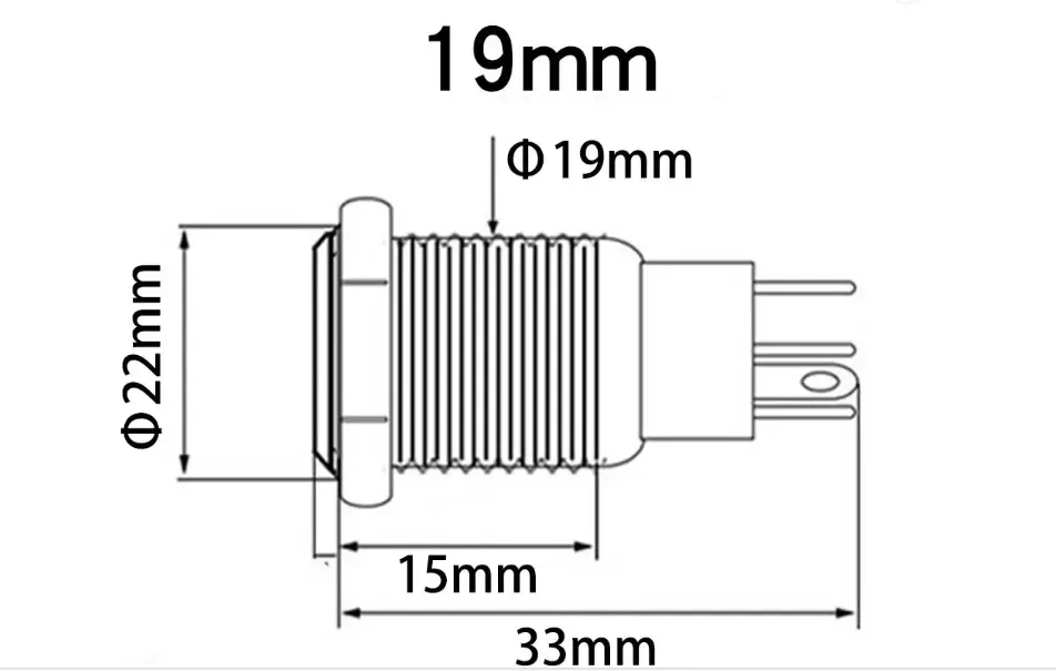 Intrerupator buton LED rosu SW 3 ON-OFF cu retinere metal 19mm 12-24V - imagine 4