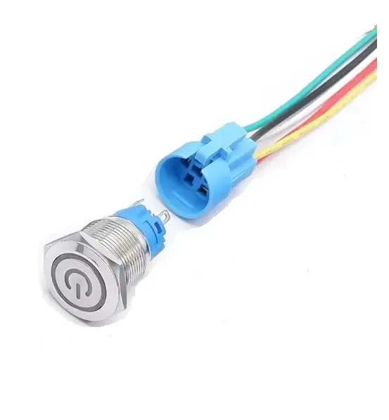 Intrerupator buton LED rosu SW 3 ON-OFF cu retinere metal 19mm 12-24V - imagine 2