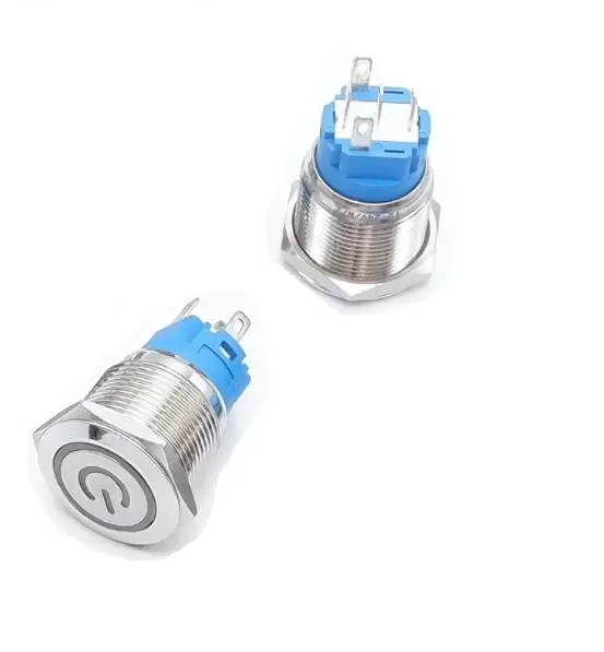 Intrerupator buton LED rosu SW 3 ON-OFF cu retinere metal 19mm 12-24V - imagine 3
