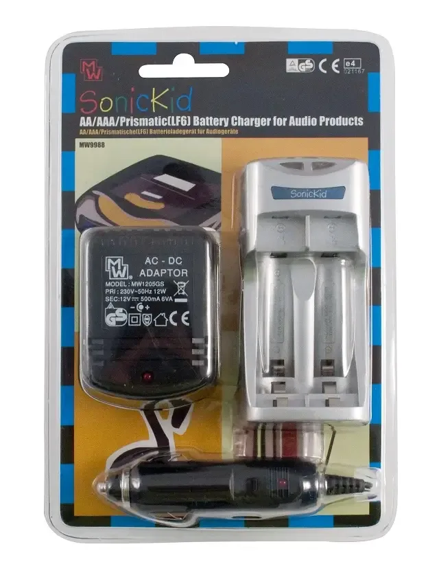 Incarcator acumulatori NiCd NiMH AA AAA Prismatic LF6 cu LED Delta-V control 230VAC +adaptor 12VDC pentru bricheta auto MW9988