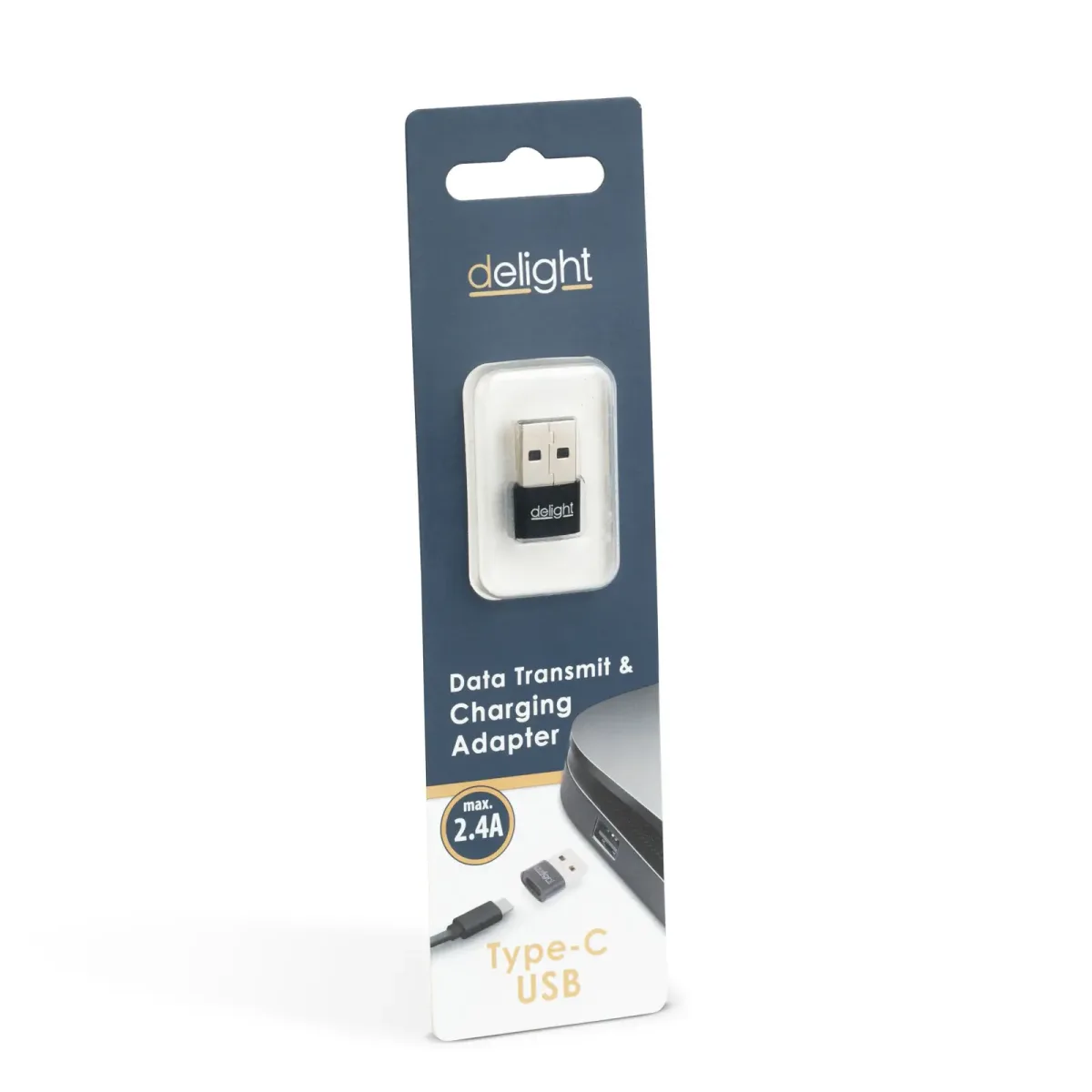 Adaptor Type-C mama - USB-A tata 2.4A 5V negru compact delight 55556BK - imagine 3