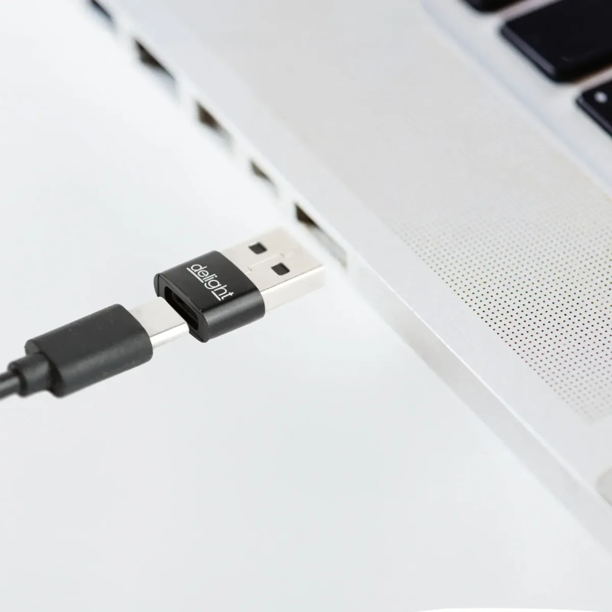 Adaptor Type-C mama - USB-A tata 2.4A 5V negru compact delight 55556BK - imagine 2