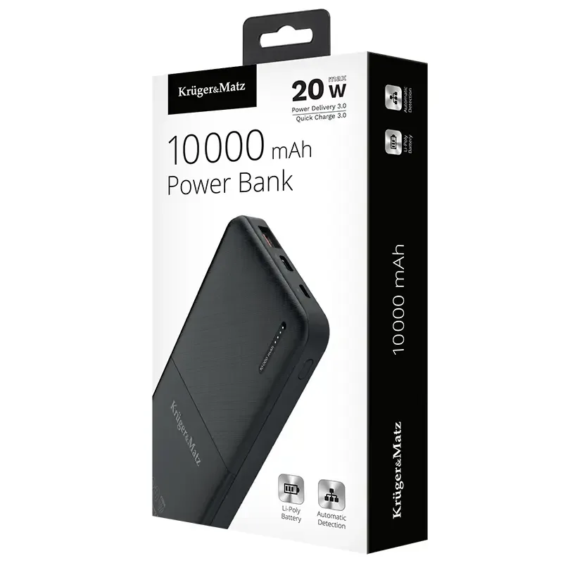 Power Bank 10000mAh Li-Poly QC3.0/PD USB TYPE C 20W Kruger&Matz KM0904 - imagine 6